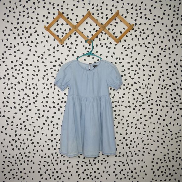 Social Standard by Sanctuary Light Blue Chambray Puff Sleeve Girls Dress - Picture 1 of 7
